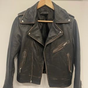 Zara leather jacket with zip detail